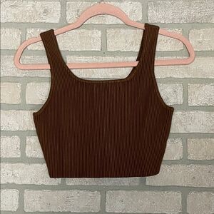 House of Harlow 1960 Chocolate Brown Ribbed Crop Tank Top size M